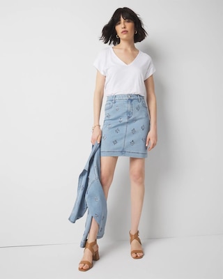 【Sinoon】Eyelet Mini Skirt (Blue) Arden Drop Waist Mini Skirt In True Blue | Alice + Olivia